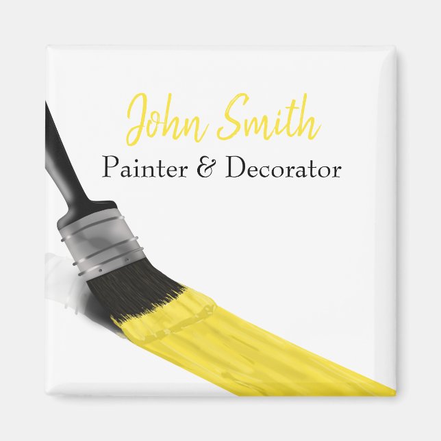 Aimant Peinture Peintre Service Société Pinceau Jaune (Devant)