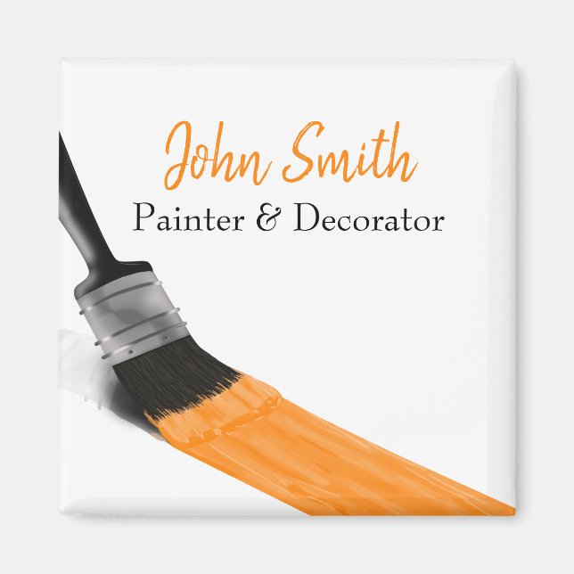 Aimant Peinture Peintre Service Société Pinceau Orange (Devant)