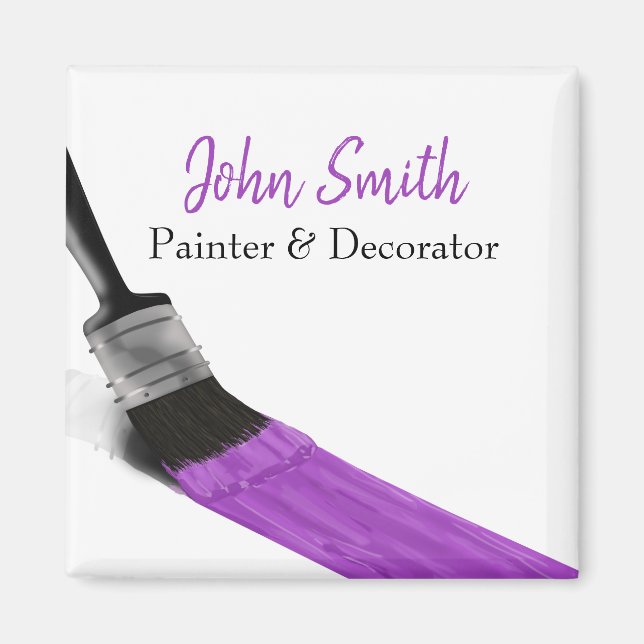 Aimant Peinture Peintre Service Société Pinceau violet (Devant)