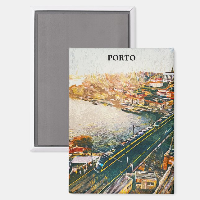 Aimant Peinture pétrolière étonnante Porto Portugal (Recto/Verso)
