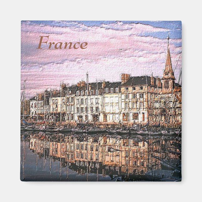 Aimant Peinture photo du port français (Devant)