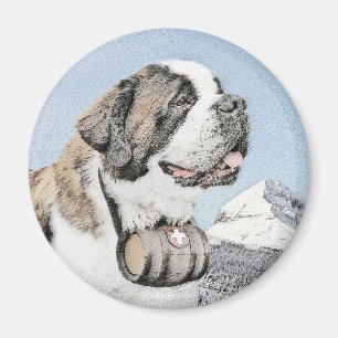 Aimant Peinture Saint Bernard - Cute Original Chien Art