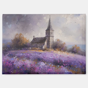 Aimant Peinture sur terrain de l'église rustique et du Fl