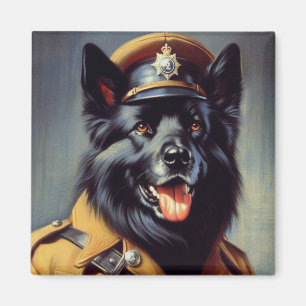 Aimant Peinture vintage de berger allemand noir