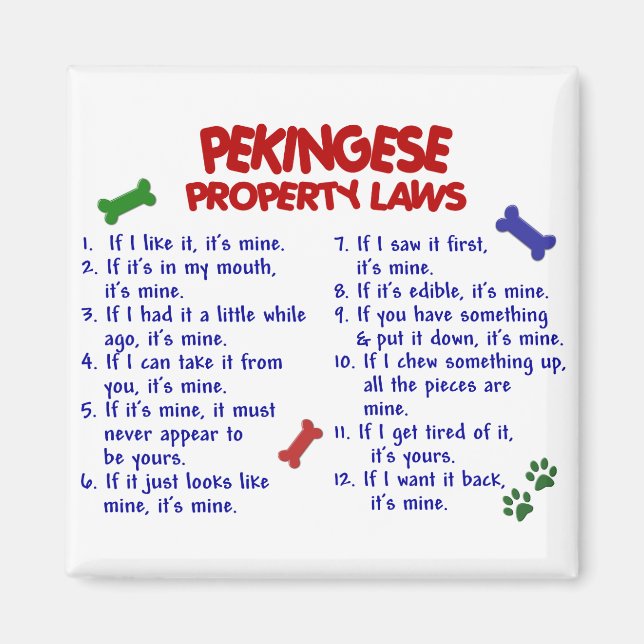 Aimant PEKINGESE Propriété Lois 2 (Devant)