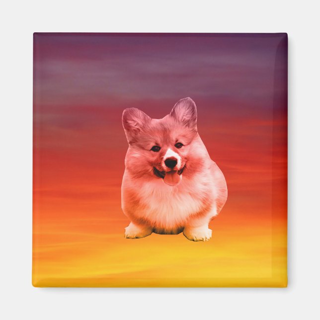 Aimant Pembroke Welsh Corgi Assis Sur La Plage (Devant)