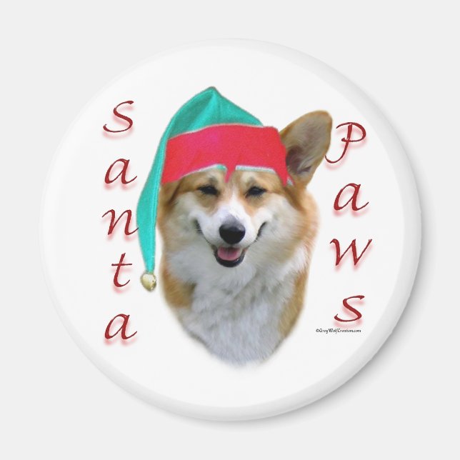 Aimant Pembroke Welsh Corgi Père Noël Paws (Devant)
