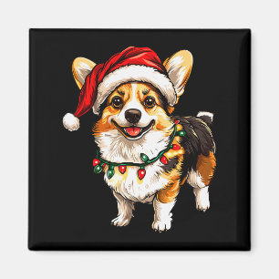 Aimant Pembroke Welsh Corgi Santa Lumières de l'Arbre de