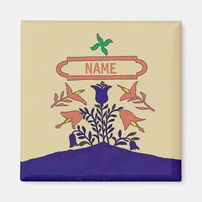 Aimant Pennsylvanie Dutch Hex Sign, ajoutez des noms (Devant)