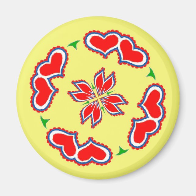 Aimant Pennsylvanie Dutch Hex sign Coeurs (Devant)