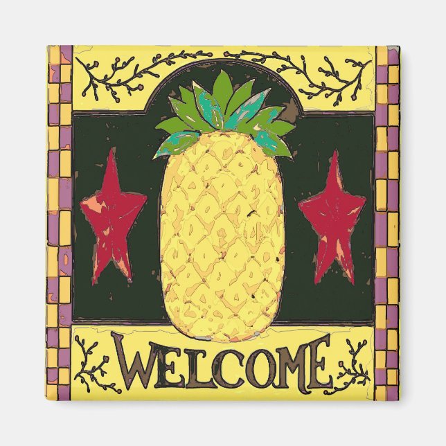 Aimant Pennsylvanie Dutch Pineappy Bienvenue (Devant)