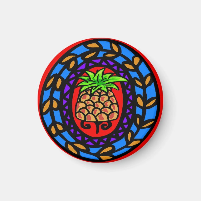 Aimant Pennsylvanie Dutch Welcome Hex Sign Pineappy (Devant)