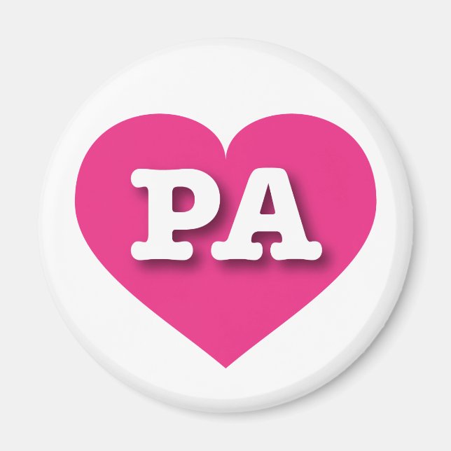 Aimant Pennsylvanie Hot Pink Heart - I love PA (Devant)