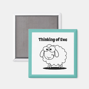 Aimant Penser à l'agneau d'Ewe Mouton mignon dessin