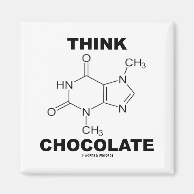 Aimant Pensez au chocolat (chimie de la molécule de théob (Devant)