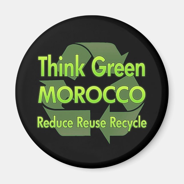 Aimant Pensez au Maroc vert (Devant)