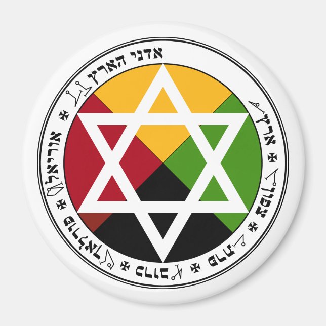 Aimant Pentacle de la Terre Aube Dorée en blanc (Devant)