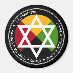 Aimant Pentacle de la Terre de l'Aube Dorée sur Fond Noir