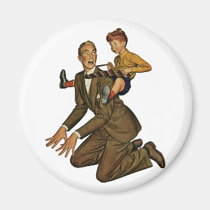 Aimant Père et fils vintage, drôle, fête des pères ridicu