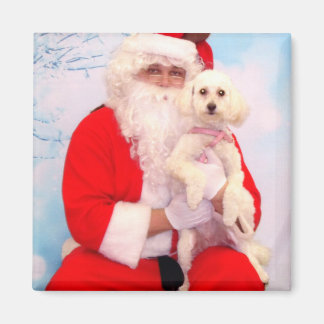 Aimant Père Noël aime les chiens