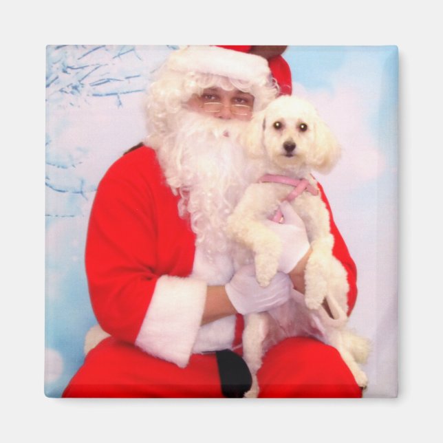 Aimant Père Noël aime les chiens (Devant)