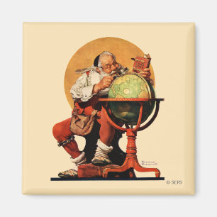 Aimant Père Noël au globe