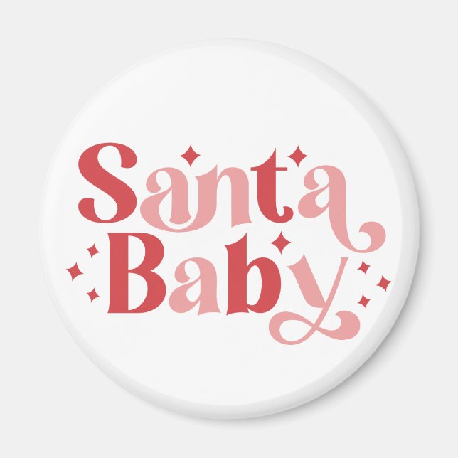 Aimant Père Noël Baby - Typographie de Noël rétro (Devant)