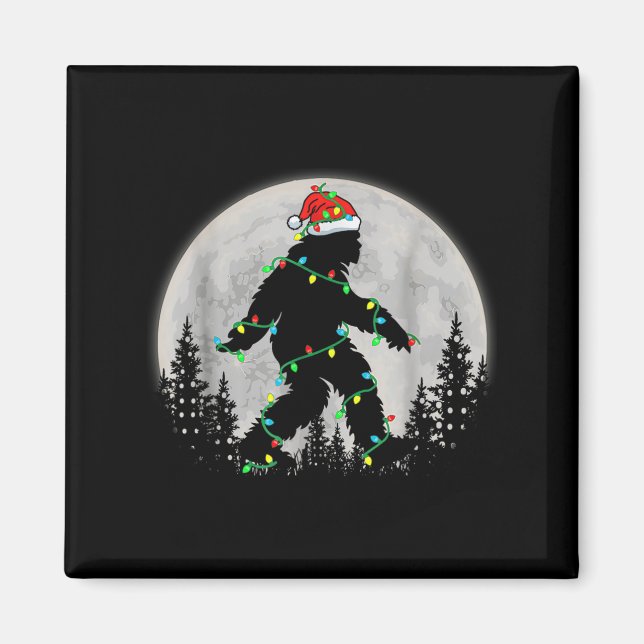 Aimant Père Noël Bigfoot lumières de Noël Drôle Sasquatch (Devant)