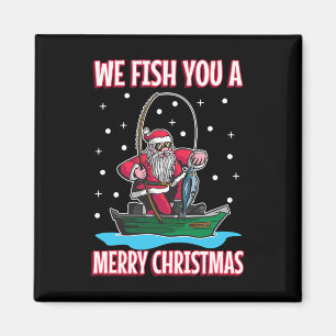 Aimant Père Noël Costume Pêcheur Pêche Drôle Cool San