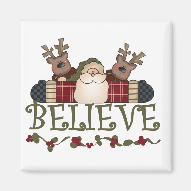 Aimant Père Noël Croire T-shirts et cadeaux (Devant)