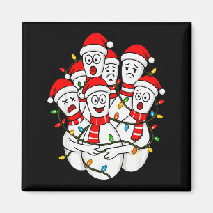Aimant Père Noël de bowling de Noël drôle Équipe de bowli