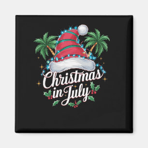 Aimant Père Noël de Noël d'été Chapeau et Palmiers - Troc