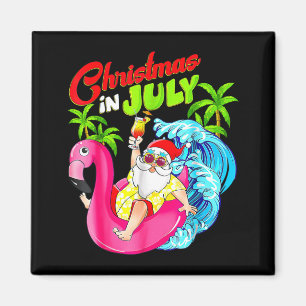 Aimant Père Noël de Noël d'été Flamingo Hawaïen Plage d'é
