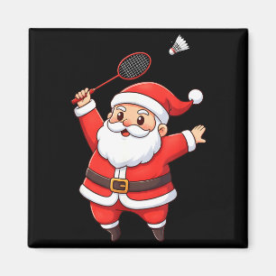 Aimant Père Noël de Noël Jouant au Badminton Mignon Badmi