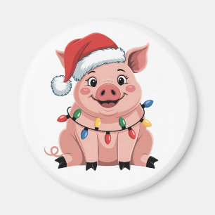 Aimant Père Noël de Noël pour cochon Chapeau de Noël Vaca
