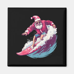 Aimant Père Noël de surf de Noël Santa Surfboarder Amateu