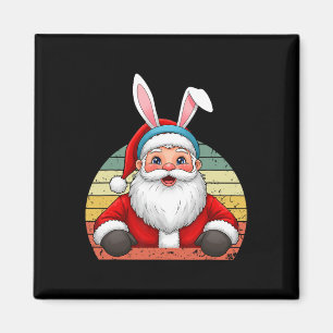 Aimant Père Noël Drôle Avec Des Oreilles De Lapin Pour No