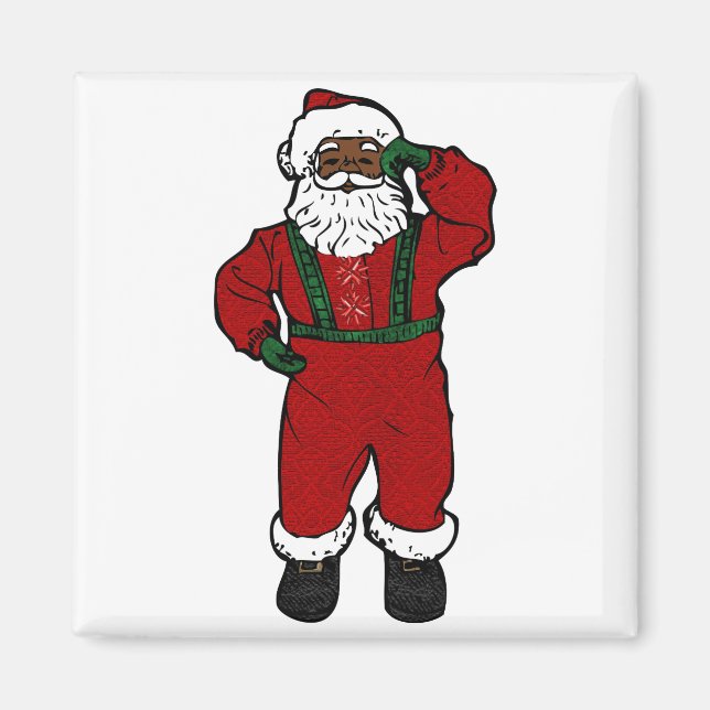 Aimant père Noël en velours rouge noir (Devant)