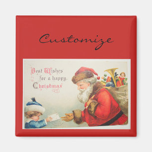 Aimant Père Noël et garçon Noël de la nostalgie vintage