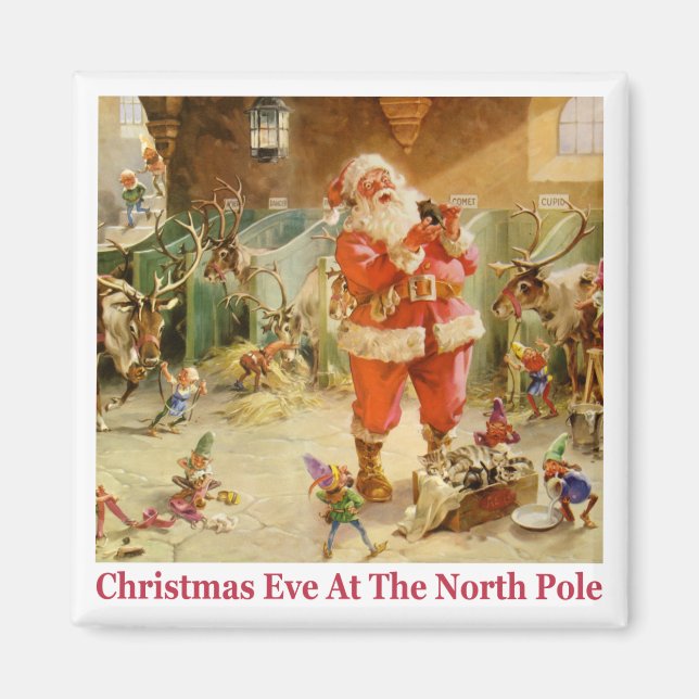 Aimant Père Noël et les elfes du pôle Nord (Devant)