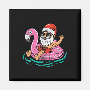 Aimant Père Noël Flamant rose Floatie Funny Noël En Juill