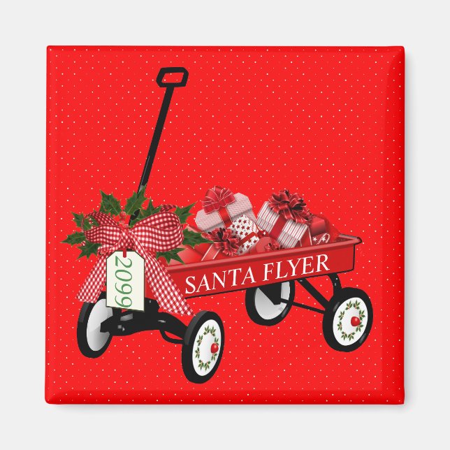 Aimant Père Noël Flyer Wagon présente le réfrigérateur de (Devant)
