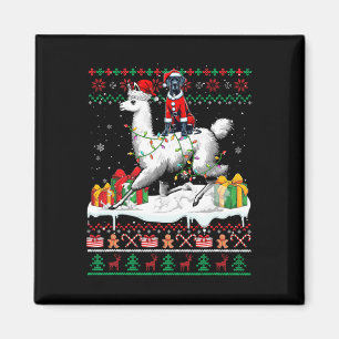 Aimant Père Noël Great Dane Riding Llama Sweater Lo