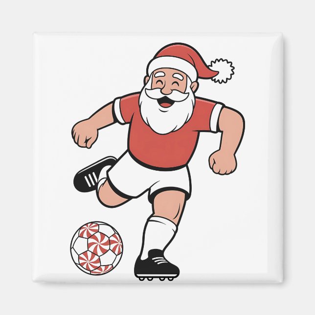 Aimant Père Noël Jouer au football Joueur de Noël Sport (Devant)