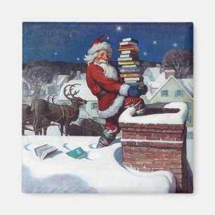 Aimant Père Noël livre une cargaison de livres