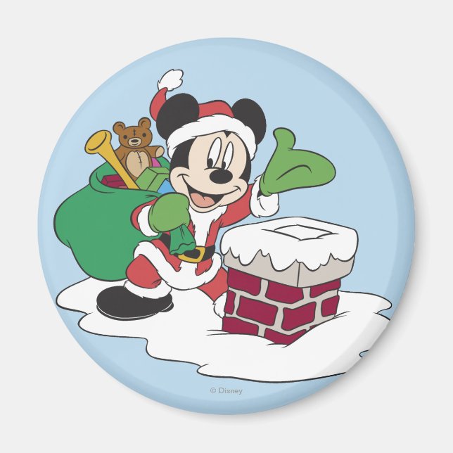 Aimant Père Noël Mickey Descend Chimney (Devant)