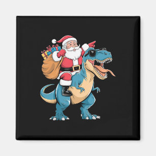 Aimant Père Noël montant un dinosaure T Rex Noël garçons