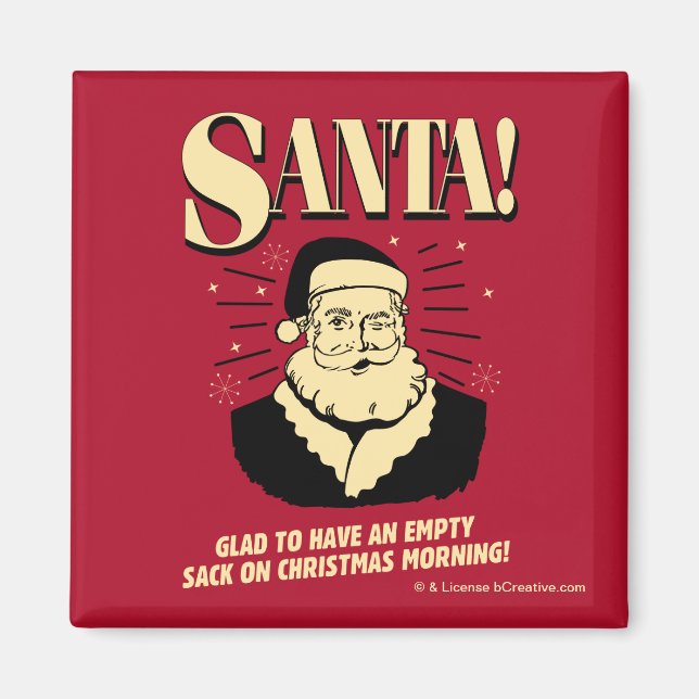 Aimant Père Noël : Sac Vide Le Matin De Noël (Devant)