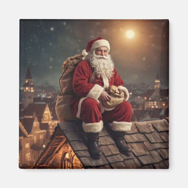 Aimant Père Noël sur le toit (Devant)