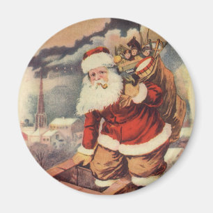 Aimant Père Noël victorien de Noël vintage dans une chemi